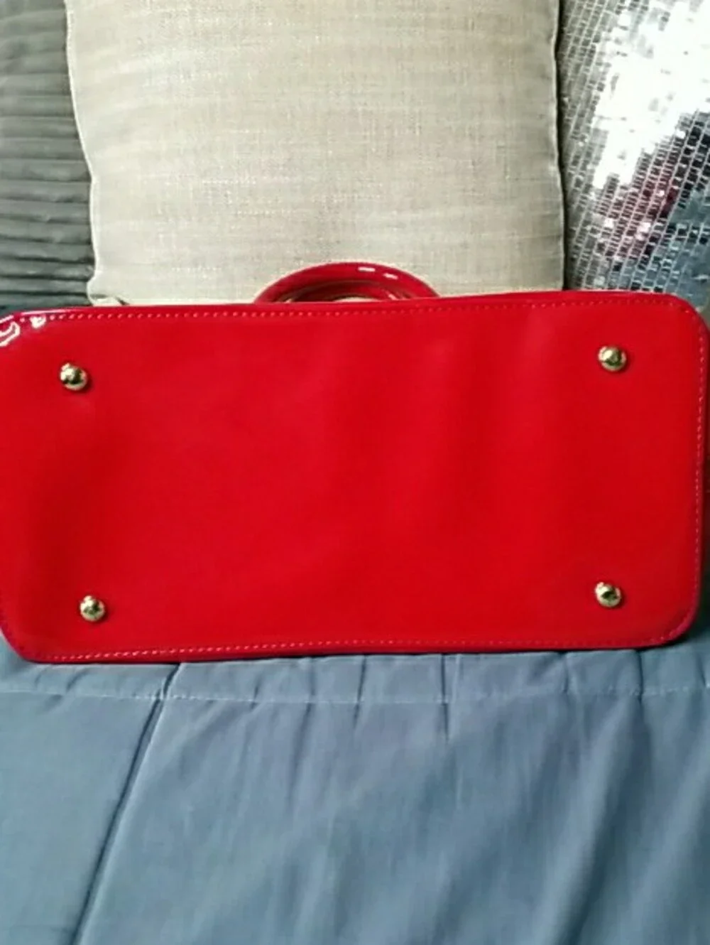 Glossy Red Dome Satchel Handbag